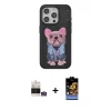 ieg™ iPhone 14 Pro Max Kılıf İz Minimal Koleksiyonu - Siyah Buffer Hayalet Cam Ekran Koruyucu + Bilvis Titan Kamera Lens - GS