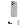 ieg™ iPhone 14 Pro Max Kılıf Kıvılcım Asil Özel Seri - Şeffaf Pasifik Cam Ekran Koruyucu + Bilvis Titan Kamera Lens - GD