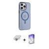 ieg™ iPhone 14 Pro Max Kılıf Kıvılcım Asil Özel Seri - Siyah Bilvis 5in1 3D Magic Cam Ekran Koruyucu + Band Metal Kamera Lens - GD