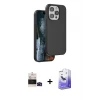 ieg™ iPhone 14 Pro Max Kılıf Kıvılcım Çizgi Serisi - Siyah Bilvis 5in1 5D Magic Hayalet Cam Ekran Koruyucu + Bilvis Titan Kamera Lens - SH