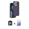 ieg™ iPhone 14 Pro Max Kılıf Kıvılcım Çizgi Serisi - Siyah Bilvis 5in1 5D Magic Hayalet Cam Ekran Koruyucu + PVD Metal Kamera Lens - TU