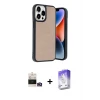 ieg™ iPhone 14 Pro Max Kılıf Kıvılcım Işık Serisi - Siyah Bilvis 5in1 3D Magic Cam Ekran Koruyucu + Bilvis Titan Kamera Lens - GD