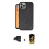 ieg™ iPhone 14 Pro Max Kılıf Kıvılcım Işık Serisi - Siyah Buffer Cam Ekran Koruyucu + Raze Metal Kamera Lens - GS