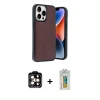 ieg™ iPhone 14 Pro Max Kılıf Kıvılcım Işık Serisi - Siyah Polymer Nano Ekran Koruyucu + PVD Metal Kamera Lens - TU