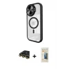 ieg™ iPhone 14 Pro Max Kılıf Kıvılcım Modern Koleksiyonu - Siyah 6D Mat Seramik Hayalet Nano Ekran Koruyucu + Raze Metal Kamera Lens - GD