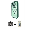 ieg™ iPhone 14 Pro Max Kılıf Kıvılcım Modern Koleksiyonu - Siyah 6D Mat Seramik Hayalet Nano Ekran Koruyucu + PVD Metal Kamera Lens - TU