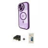 ieg™ iPhone 14 Pro Max Kılıf Kıvılcım Modern Koleksiyonu - Siyah 6D Mat Seramik Hayalet Nano Ekran Koruyucu + Raze Metal Kamera Lens - GD