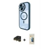 ieg™ iPhone 14 Pro Max Kılıf Kıvılcım Modern Koleksiyonu - Siyah 6D Mat Seramik Hayalet Nano Ekran Koruyucu + Raze Metal Kamera Lens - GD