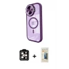 ieg™ iPhone 14 Pro Max Kılıf Kıvılcım Modern Koleksiyonu - Siyah 6D Mat Seramik Hayalet Nano Ekran Koruyucu + PVD Metal Kamera Lens - TU