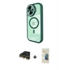 ieg™ iPhone 14 Pro Max Kılıf Kıvılcım Modern Koleksiyonu - Siyah 6D Mat Seramik Hayalet Nano Ekran Koruyucu + Raze Metal Kamera Lens - GD