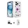 ieg™ iPhone 14 Pro Max Kılıf Kozmos Doku - Şeffaf Pasifik Cam Ekran Koruyucu + Bilvis Titan Kamera Lens - DNMR