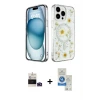 ieg™ iPhone 14 Pro Max Kılıf Kozmos Doku - Şeffaf Royal Nano Ekran Koruyucu + Bilvis Titan Kamera Lens - DNMR