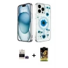 ieg™ iPhone 14 Pro Max Kılıf Kozmos Doku - Siyah Buffer Cam Ekran Koruyucu + Bilvis Titan Kamera Lens - DNMR