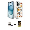 ieg™ iPhone 14 Pro Max Kılıf Kozmos Doku - Siyah Buffer Cam Ekran Koruyucu + Bilvis Titan Kamera Lens - DNMR