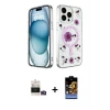 ieg™ iPhone 14 Pro Max Kılıf Kozmos Doku - Siyah Buffer Hayalet Cam Ekran Koruyucu + Bilvis Titan Kamera Lens - GD