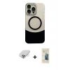 ieg™ iPhone 14 Pro Max Kılıf Kozmos Form Özel Seri - Siyah 6D Mat Seramik Hayalet Nano Ekran Koruyucu + Band Metal Kamera Lens - GS