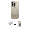 ieg™ iPhone 14 Pro Max Kılıf Kozmos Form Özel Seri - Siyah 6D Mat Seramik Hayalet Nano Ekran Koruyucu + Band Metal Kamera Lens - GS