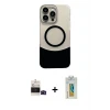 ieg™ iPhone 14 Pro Max Kılıf Kozmos Form Özel Seri - Siyah Polymer Nano Ekran Koruyucu + Bilvis Titan Kamera Lens - SH