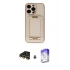 ieg™ iPhone 14 Pro Max Kılıf Kozmos Minimal Prime - Siyah Bilvis 5in1 3D Magic Cam Ekran Koruyucu + Raze Metal Kamera Lens - GD