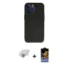 ieg™ iPhone 14 Pro Max Kılıf Kozmos Yansıma Özel Seri - Siyah Buffer Hayalet Cam Ekran Koruyucu + Band Metal Kamera Lens - GD