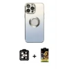ieg™ iPhone 14 Pro Max Kılıf Kutup Yansıma Özel Seri - Siyah Buffer Cam Ekran Koruyucu + PVD Metal Kamera Lens - TU