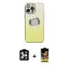ieg™ iPhone 14 Pro Max Kılıf Kutup Yansıma Özel Seri - Siyah Buffer Cam Ekran Koruyucu + PVD Metal Kamera Lens - TU