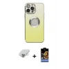 ieg™ iPhone 14 Pro Max Kılıf Kutup Yansıma Özel Seri - Siyah Buffer Hayalet Cam Ekran Koruyucu + Band Metal Kamera Lens - GD