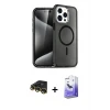 ieg™ iPhone 14 Pro Max Kılıf Nova Asil Prime - Siyah Bilvis 5in1 5D Magic Hayalet Cam Ekran Koruyucu + Raze Metal Kamera Lens - GD