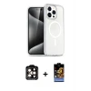 ieg™ iPhone 14 Pro Max Kılıf Nova Asil Prime - Siyah Buffer Hayalet Cam Ekran Koruyucu + PVD Metal Kamera Lens - TU