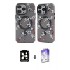 ieg™ iPhone 14 Pro Max Kılıf Nova Doku Koleksiyonu - Siyah Bilvis 5in1 3D Magic Cam Ekran Koruyucu + PVD Metal Kamera Lens - TU