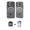 ieg™ iPhone 14 Pro Max Kılıf Nova Doku Koleksiyonu - Siyah Bilvis 5in1 3D Magic Cam Ekran Koruyucu + PVD Metal Kamera Lens - TU