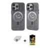 ieg™ iPhone 14 Pro Max Kılıf Nova Doku Koleksiyonu - Siyah Buffer Cam Ekran Koruyucu + Band Metal Kamera Lens - GS
