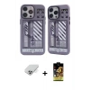 ieg™ iPhone 14 Pro Max Kılıf Nova Doku Koleksiyonu - Siyah Buffer Cam Ekran Koruyucu + Band Metal Kamera Lens - GS