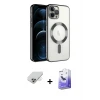 ieg™ iPhone 14 Pro Max Kılıf Nova Işık Özel Seri - Siyah Bilvis 5in1 5D Magic Hayalet Cam Ekran Koruyucu + Band Metal Kamera Lens - GD