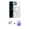 ieg™ iPhone 14 Pro Max Kılıf Nova Işık Özel Seri - Siyah Bilvis 5in1 5D Magic Hayalet Cam Ekran Koruyucu + Band Metal Kamera Lens - GD