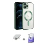 ieg™ iPhone 14 Pro Max Kılıf Nova Işık Özel Seri - Siyah Bilvis 5in1 5D Magic Hayalet Cam Ekran Koruyucu + Band Metal Kamera Lens - GD
