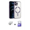 ieg™ iPhone 14 Pro Max Kılıf Nova Işık Özel Seri - Siyah Bilvis 5in1 5D Magic Hayalet Cam Ekran Koruyucu + Band Metal Kamera Lens - GD