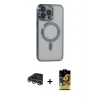 ieg™ iPhone 14 Pro Max Kılıf Nova Işık Özel Seri - Siyah Buffer Cam Ekran Koruyucu + Raze Metal Kamera Lens - GS