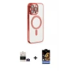 ieg™ iPhone 14 Pro Max Kılıf Nova Işık Özel Seri - Siyah Buffer Hayalet Cam Ekran Koruyucu + Bilvis Titan Kamera Lens - GD