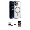 ieg™ iPhone 14 Pro Max Kılıf Nova Işık Özel Seri - Siyah Buffer Hayalet Cam Ekran Koruyucu + Bilvis Titan Kamera Lens - GD