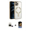 ieg™ iPhone 14 Pro Max Kılıf Nova Işık Özel Seri - Siyah Buffer Hayalet Cam Ekran Koruyucu + Bilvis Titan Kamera Lens - GD