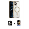 ieg™ iPhone 14 Pro Max Kılıf Nova Işık Özel Seri - Siyah Buffer Hayalet Cam Ekran Koruyucu + PVD Metal Kamera Lens - TU
