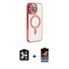 ieg™ iPhone 14 Pro Max Kılıf Nova Işık Özel Seri - Siyah Buffer Hayalet Cam Ekran Koruyucu + PVD Metal Kamera Lens - TU