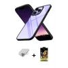 ieg™ iPhone 14 Pro Max Kılıf Nova Işık Serisi - Siyah Buffer Cam Ekran Koruyucu + Band Metal Kamera Lens - GS