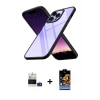 ieg™ iPhone 14 Pro Max Kılıf Nova Işık Serisi - Siyah Buffer Hayalet Cam Ekran Koruyucu + Bilvis Titan Kamera Lens - DNMR