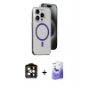 ieg™ iPhone 14 Pro Max Kılıf Odak Form Özel Seri - Siyah Bilvis 5in1 5D Magic Hayalet Cam Ekran Koruyucu + PVD Metal Kamera Lens - TU