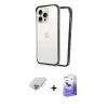 ieg™ iPhone 14 Pro Max Kılıf Pusula Asil Koleksiyonu - Siyah Bilvis 5in1 5D Magic Hayalet Cam Ekran Koruyucu + Band Metal Kamera Lens - GS