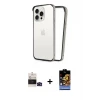 ieg™ iPhone 14 Pro Max Kılıf Pusula Asil Koleksiyonu - Siyah Buffer Hayalet Cam Ekran Koruyucu + Bilvis Titan Kamera Lens - SH