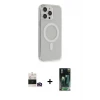 ieg™ iPhone 14 Pro Max Kılıf Pusula Çizgi Koleksiyonu - Şeffaf 360 Full Body Arka Koruyucu + Bilvis Titan Kamera Lens - GD