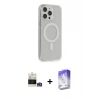 ieg™ iPhone 14 Pro Max Kılıf Pusula Çizgi Koleksiyonu - Siyah Bilvis 5in1 3D Magic Cam Ekran Koruyucu + Bilvis Titan Kamera Lens - GS
